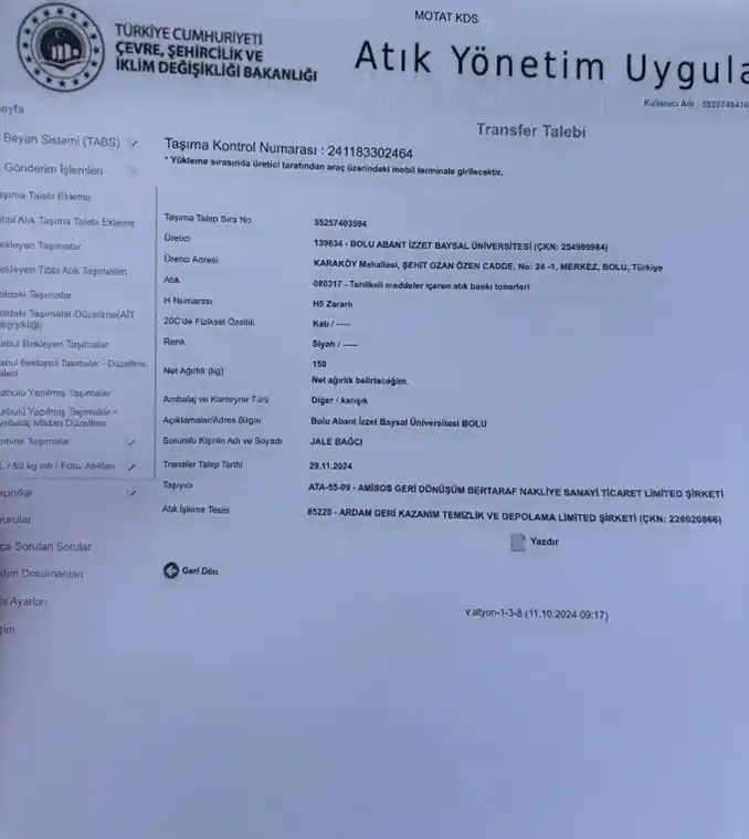 "Üniversitemizde tehlikeli atık yönetimi ve izleme süreci" galeri görseli